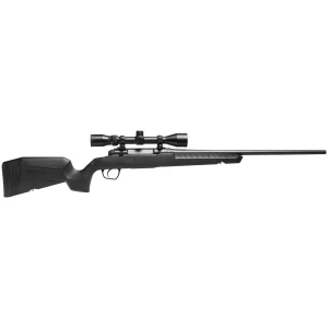 Savage Axis XP bolt-action rifle with 22-inch barrel, black synthetic stock and mounted 3-9x40 scope