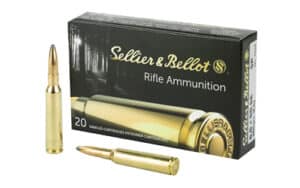 Sellier & Bellot 6.5x55 Swedish 140gr Jacketed Soft Point ammunition box and cartridges