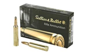 Sellier & Bellot SB7B 7mm Rem Mag 140gr Soft Point ammunition box and cartridges