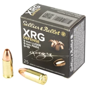 Sellier & Bellot XRG Defense 9mm 100gr solid copper hollow point 25rd box