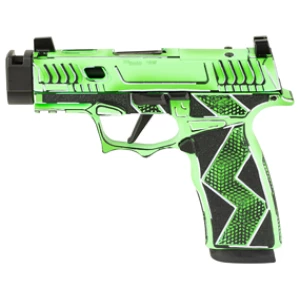 Sig Sauer P365X SCT Anime Komodo 9mm pistol green and black Cerakote compensated barrel
