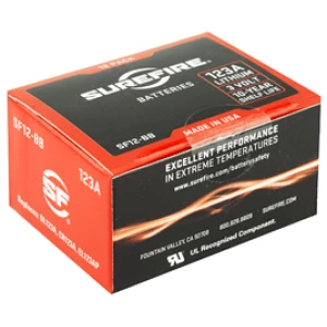 Surefire SF123A CR123A 12-pack lithium batteries red black 3.0V