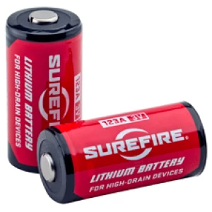 SureFire SF123A CR123A fishbowl display of 65-pair red lithium batteries