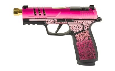 Sig Sauer P365 XMAC Gold Lady pink gradient Cerakote pistol with 4.3in threaded barrel