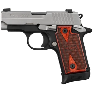 Sig Sauer P238 two-tone .380 ACP pistol with rosewood grips and night sights