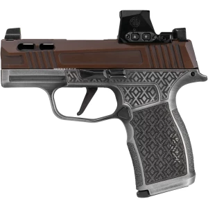 Sig Sauer Shark Coast Tactical Debacle P365X with RomeoX red dot, brown Cerakote slide and grey X-stippled frame