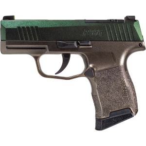 Sig Sauer Cypress Raptor P365 custom pistol with green slide and flat dark earth frame