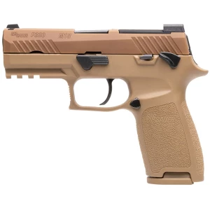 Sig Sauer P320 M18 9mm 3.9in Coyote Tan California compliant pistol with three 10-round magazines