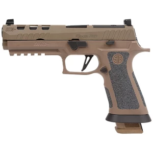 SIG Sauer P320 XFive DH3 9mm 5in Coyote Tan pistol with three 21-round magazines