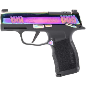 Sig Sauer P365X Rainbow 9mm pistol with 3.1 inch barrel, XRay3 sights and rainbow titanium slide