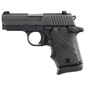 Sig Sauer P938 BRG 9mm 3 inch Nitron slide with black Hogue rubber wrap-around grip and Siglite night sights
