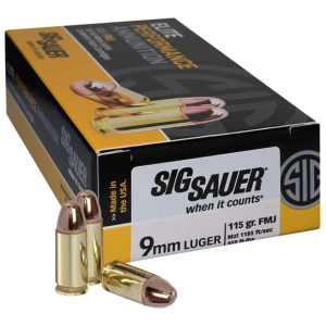 Sig Sauer Elite Ball 9mm 115gr FMJ ammunition 50rd box