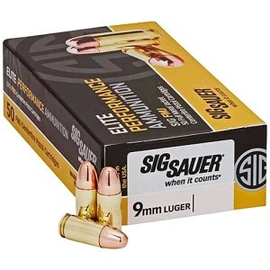 Sig Sauer Elite Ball 9mm Luger 124 gr FMJ ammunition box