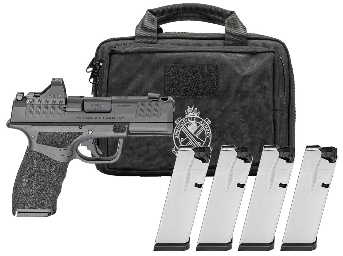 Springfield Hellcat Pro Comp OSP 9mm pistol with Viridian RFX11 and four magazines