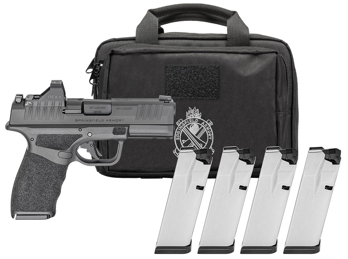 Springfield Armory Hellcat Pro OSP 9mm pistol Gear Pac with Viridian RFX11 and four 10-round magazines