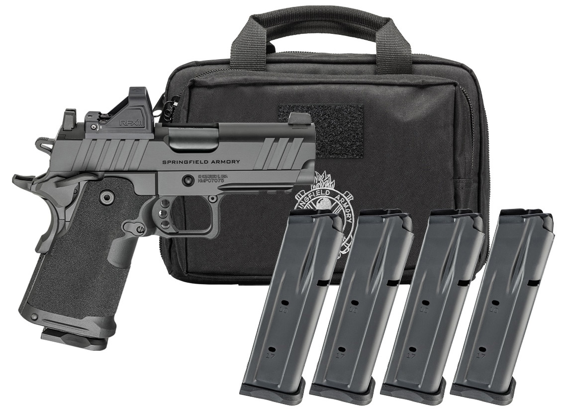 Springfield Armory 1911 DS Prodigy Compact 9mm 3.5in Gear Pac with Viridian RFX11 and four 15-round magazines