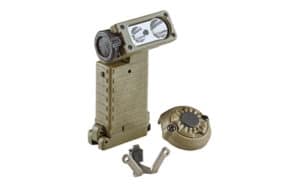 Streamlight Sidewinder X right-angle flashlight in coyote tan with E-mount and helmet clip