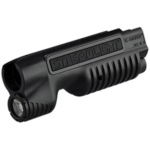 Streamlight TL-Racker integrated forend light mounted on Mossberg 500/590, black finish