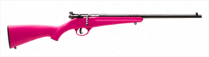 Savage Rascal youth .22 LR bolt-action single-shot rifle with 16.13 inch barrel and pink synthetic stock