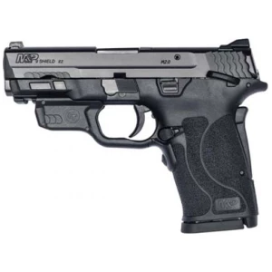 Smith & Wesson M&P Shield EZ M2.0 9mm pistol, 3.67in barrel, black polymer frame with Crimson Trace Red Laserguard