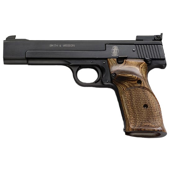 Smith & Wesson Model 41 .22 LR 5.5" blued pistol with wood target grips