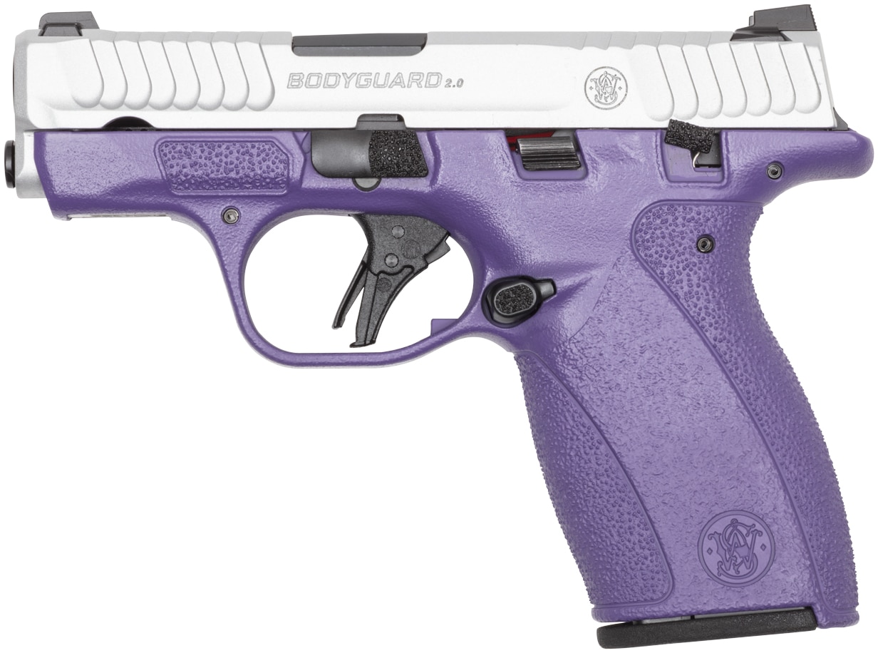 Smith & Wesson M&P Bodyguard 2.0 .380 Auto pistol in purple and silver finish