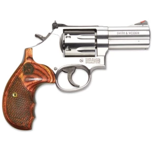 Smith & Wesson 686 Plus Deluxe 3-inch stainless revolver with textured wood grips