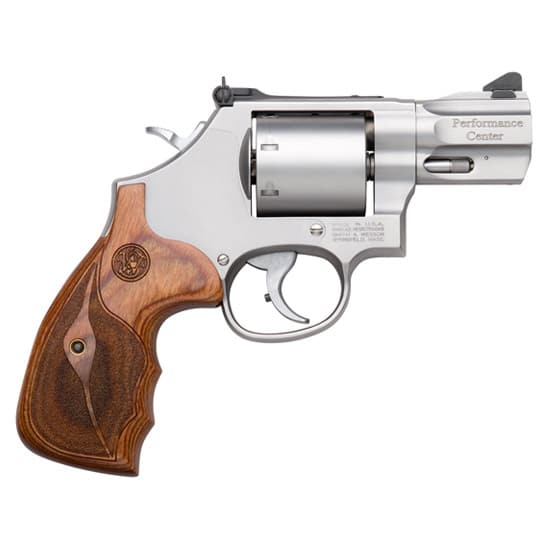 Smith & Wesson Performance Center Model 686 stainless 2.5 in revolver with wood grips
