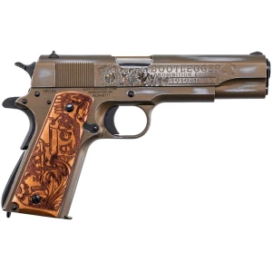 Auto-Ordnance Bootlegger 1911 .45 ACP 5in Burnt Bronze Cerakote engraved walnut grips