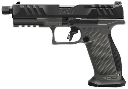Walther PDP Pro full-size 9mm pistol, tungsten gray polymer frame, optics-ready slide, threaded barrel