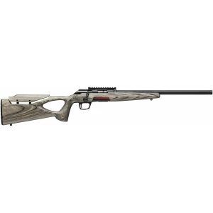 Winchester Xpert Thumbhole Target .22 LR rifle with gray thumbhole laminate stock and 18 inch threaded bull barrel