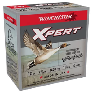 Winchester Super-X Xpert 12ga 2.75 in 1-1/8 oz #4 steel shotshells, 25 per box