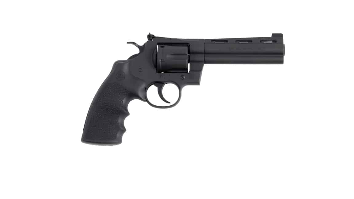 Colt Python 5-inch Matte Blued .357 Magnum revolver with Hogue rubber grip, 6-round cylinder
