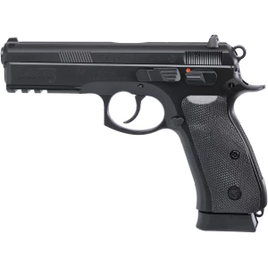 CZ 75 SP-01 50th Anniversary Elite 9mm pistol side view, black polycoat