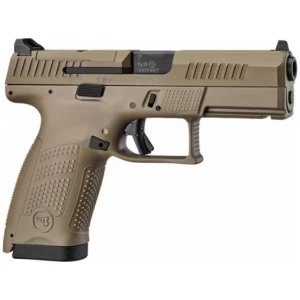CZ P-10 C optic-ready 9mm pistol flat dark earth with fixed 3-dot sights and two magazines