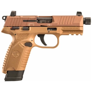 FN 502 Tactical .22 LR pistol Flat Dark Earth 4.6-inch threaded barrel with two 10-round magazines