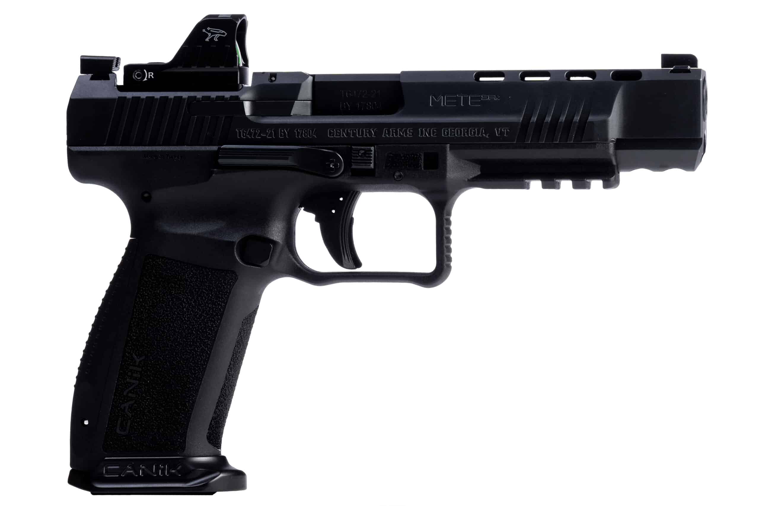 Canik METE SFx 9mm pistol in black with MeCanik MO1 red dot optic