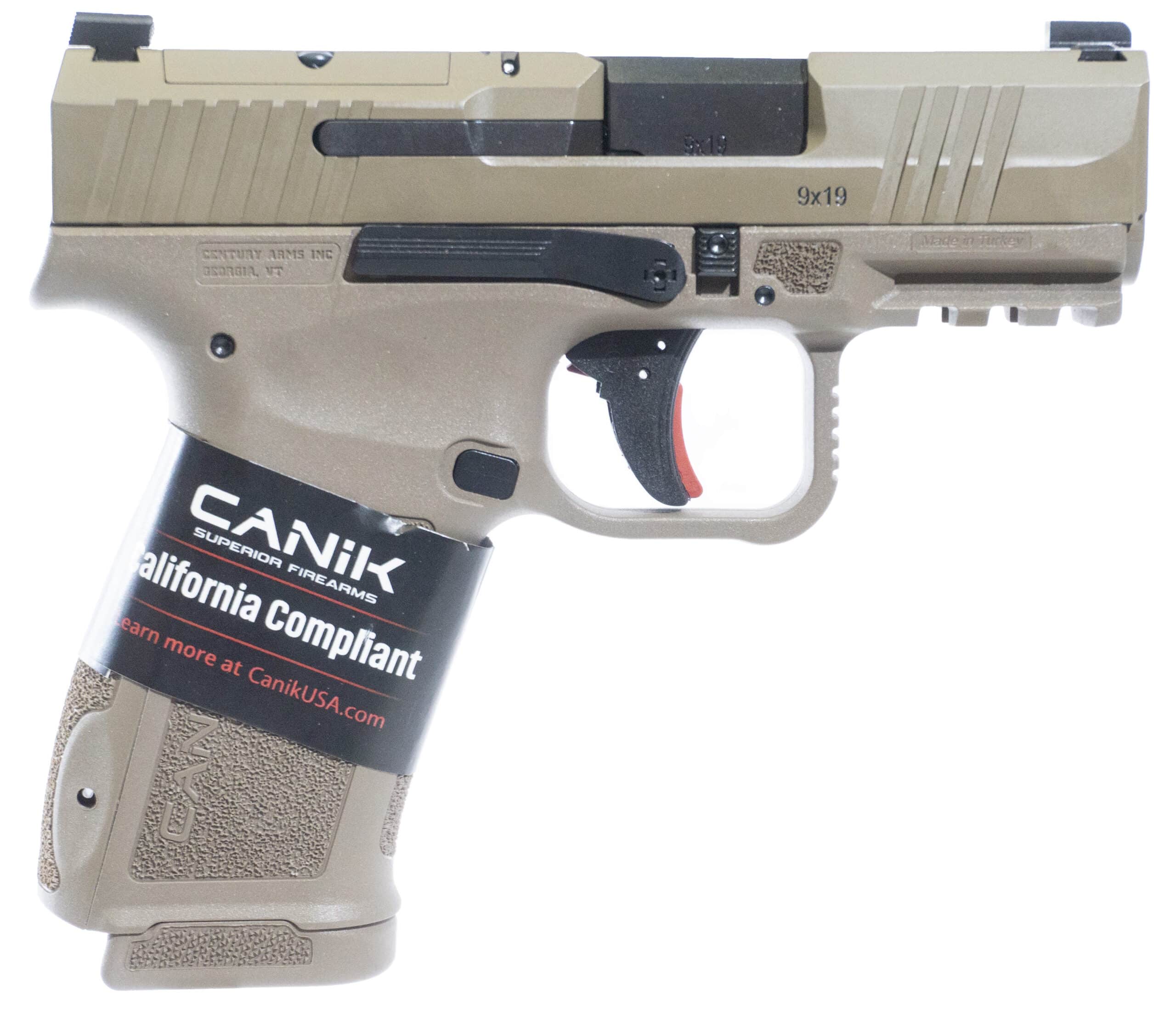 Canik Mete MC9L CA-compliant 9mm FDE pistol with 3.18in barrel