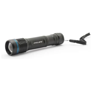 Cyclops Steropes 700 rechargeable black anodized flashlight, 700 lumens, twist focus