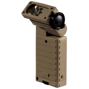 Streamlight Sidewinder Military Model hands-free flashlight in coyote tan with multi-color LEDs