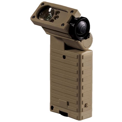 Streamlight Sidewinder Military Model hands-free flashlight in coyote tan with multi-color LEDs