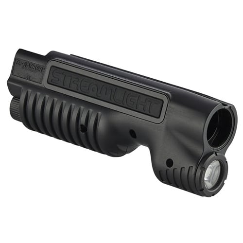 Streamlight TL-Racker forend light mounted on a Remington 870, black