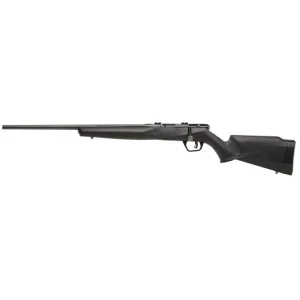 Savage B22 F left-hand bolt-action .22 LR rifle with 21-inch button-rifled barrel and black synthetic stock
