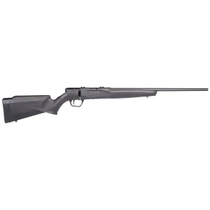 Savage B21 F bolt-action rimfire rifle with 21 inch button-rifled barrel and black synthetic stock