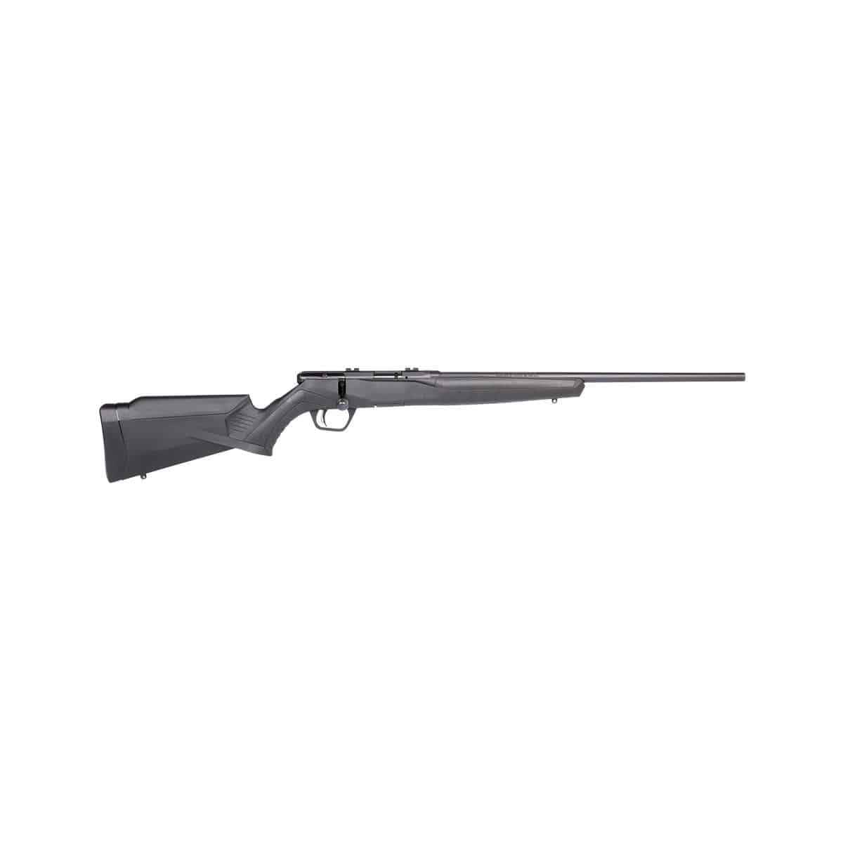 Savage B21 F bolt-action rimfire rifle with 21 inch button-rifled barrel and black synthetic stock