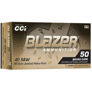 CCI Blazer Brass .40 S&W 180 gr JHP ammunition, 50 rounds per box