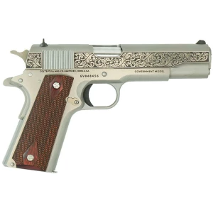Colt Government Model Filigree Frame and Barrel .45 ACP 5-inch stainless 1911 handgun right-side view