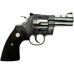 Colt Python Filigree Frame 3-inch stainless revolver with walnut wood grips