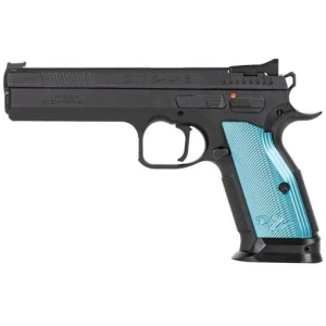 CZ TS 2 9mm pistol black steel frame blue aluminum grips fiber optic front sight