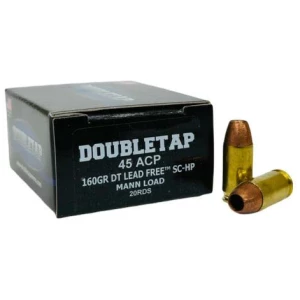 Double Tap DT Lead Free .45 Auto 160gr SC-HP ammunition box